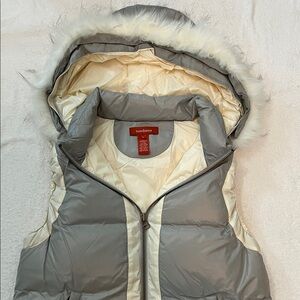 Sundance Women's Gray and Ivory Hooded Vest, Size L